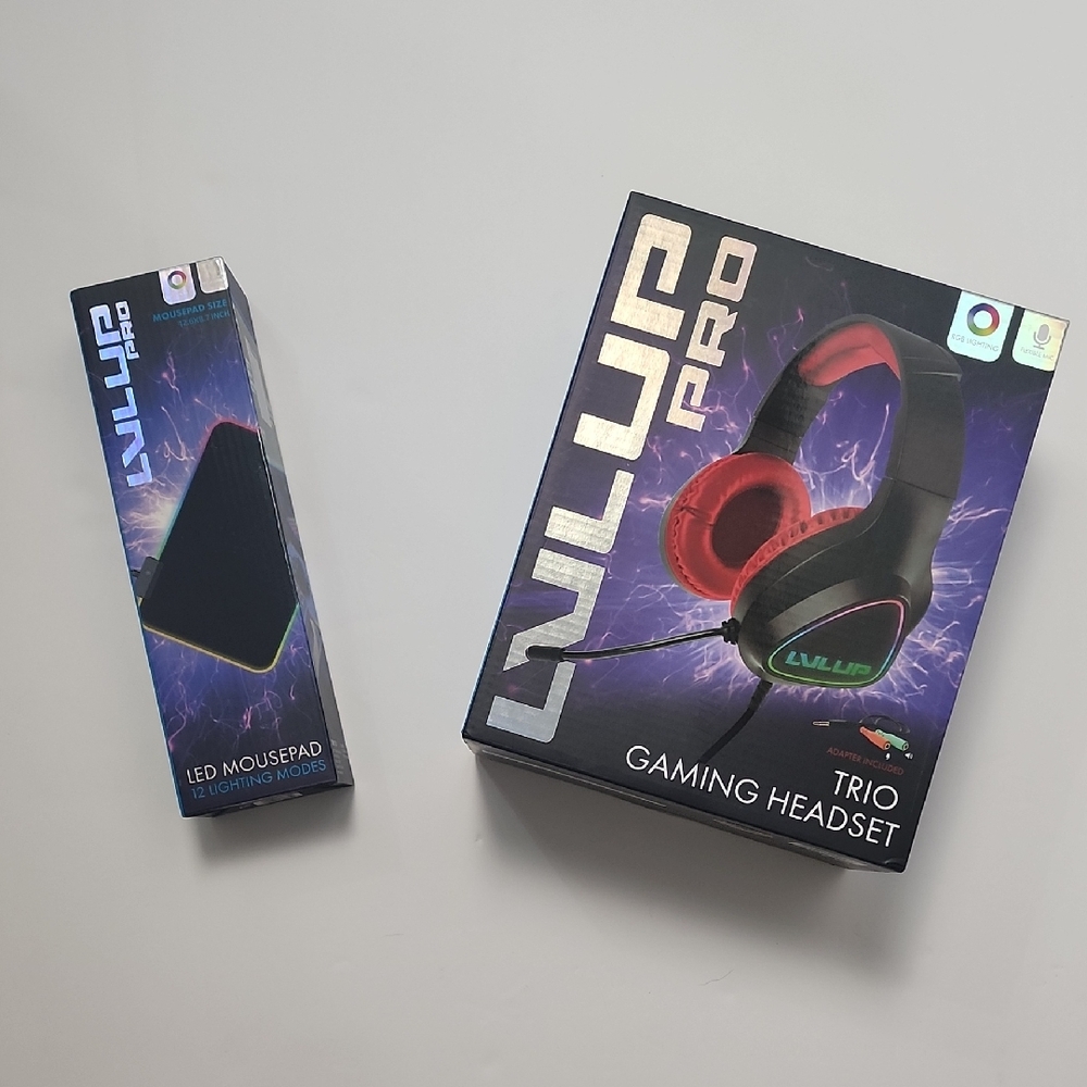 LULUP Pro Trio Gaming Headset - Black and Red